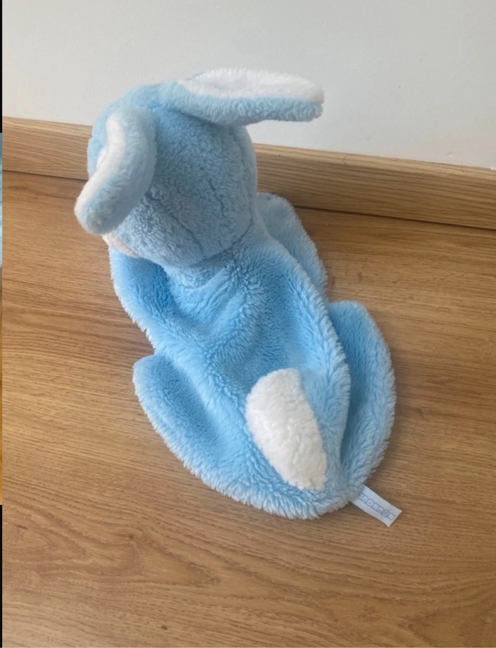 Urso de pelúcia coelho pijama vintage listrado azul e branco – photo 4